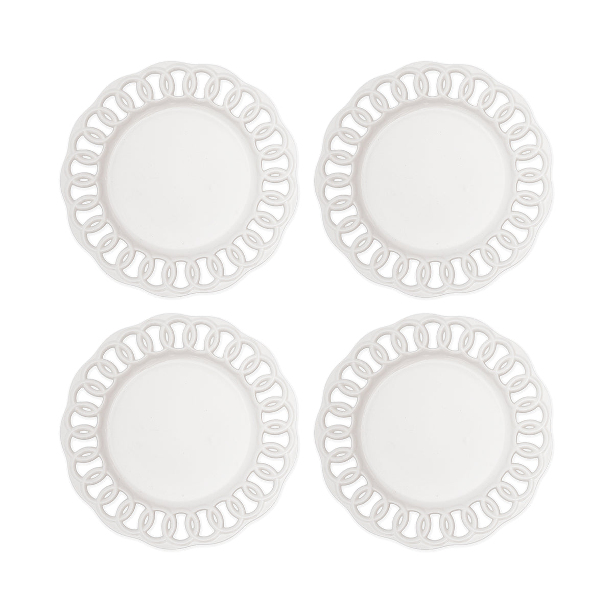 White Ceramic Dinner Plates Set for 4