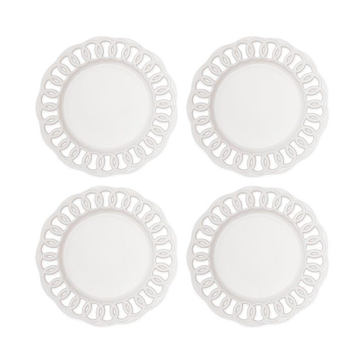 White Ceramic Dinner Plates Set for 4