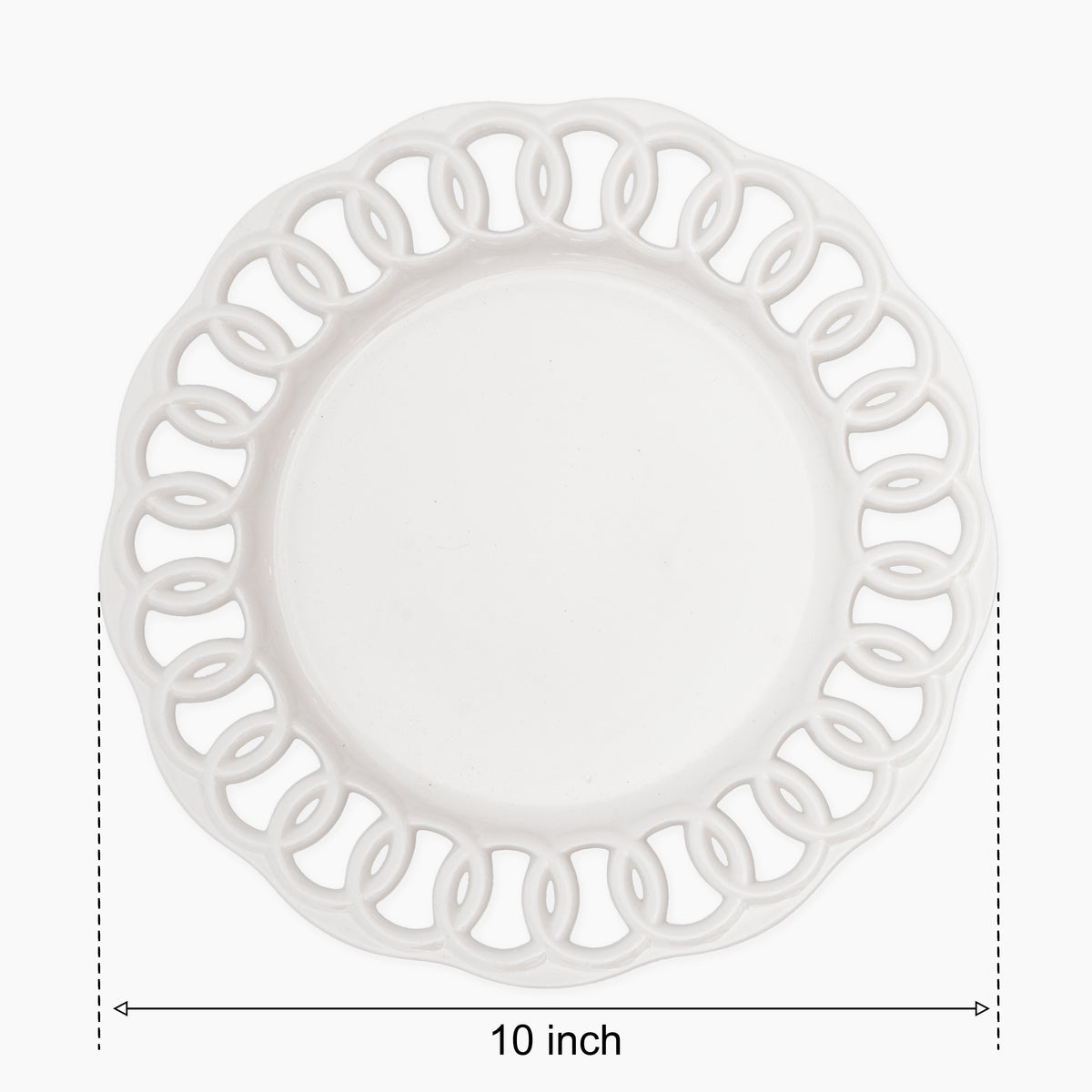 White Ceramic Dinner Plates Set for 4