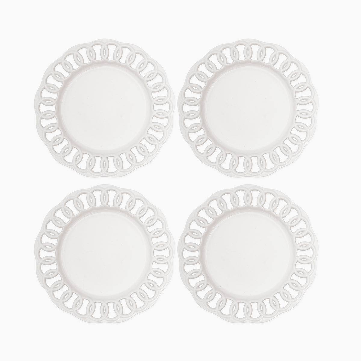 White Ceramic Dinner Plates Set for 4