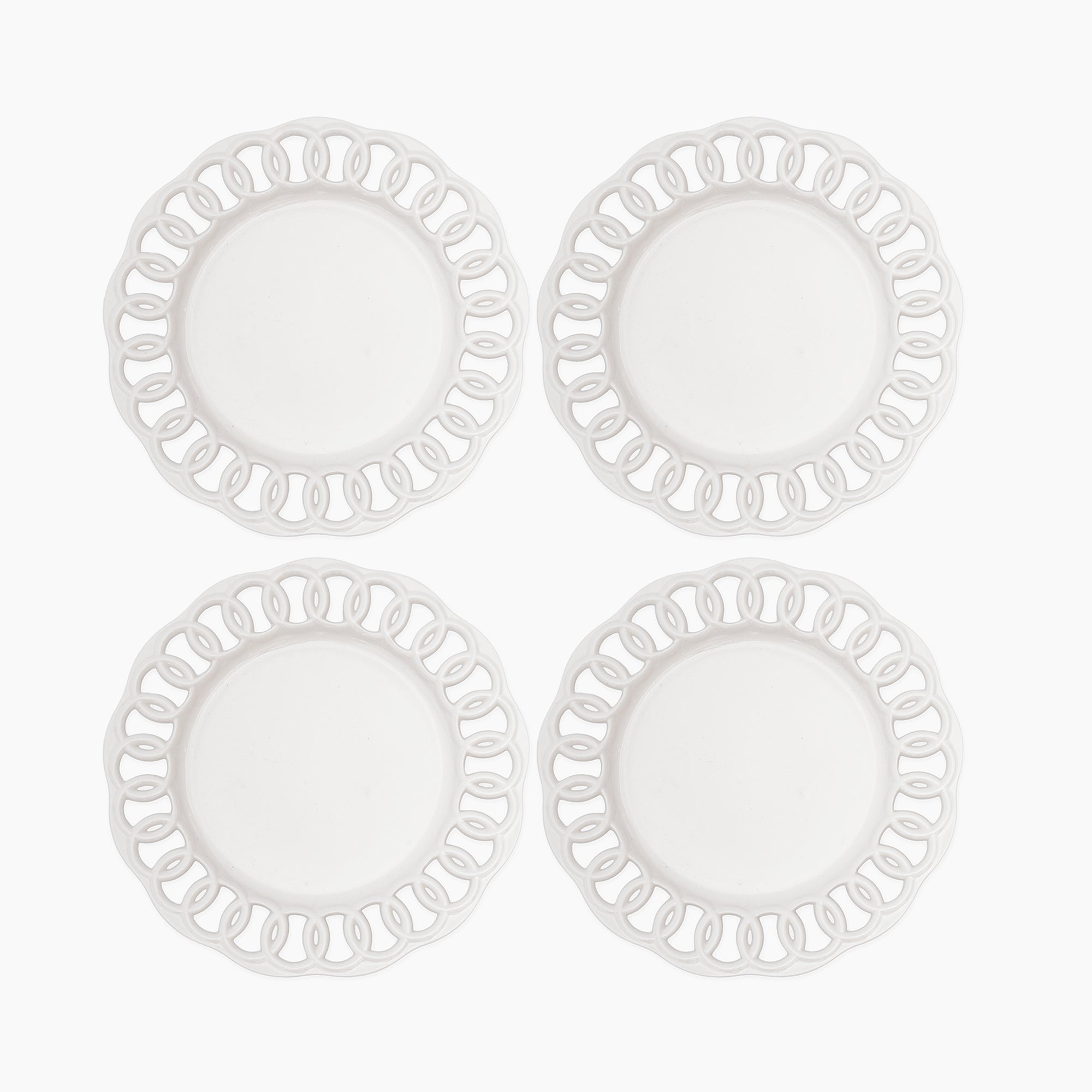 White Ceramic Dinner Plates Set of 4