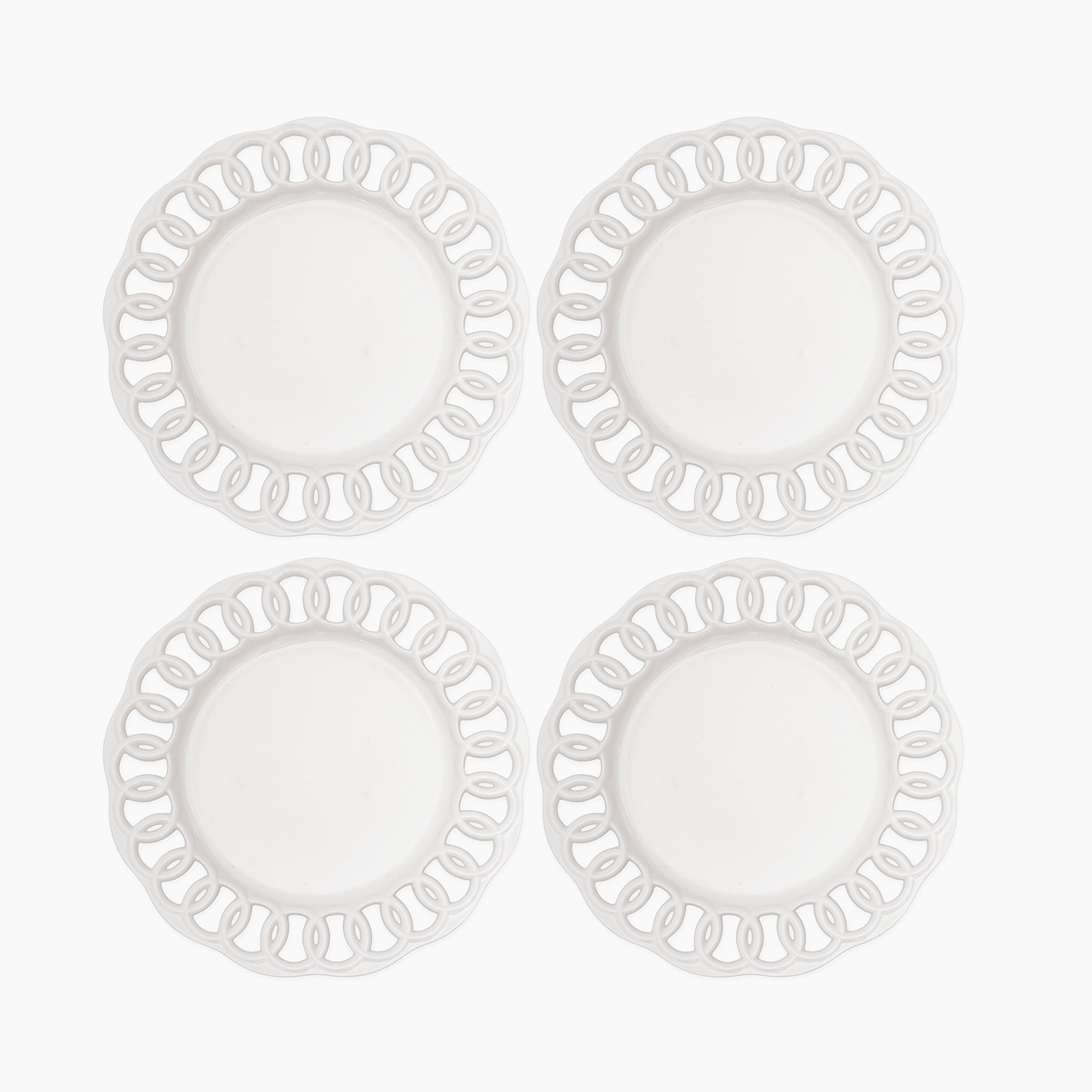 White Ceramic Dinner Plates Set of 4