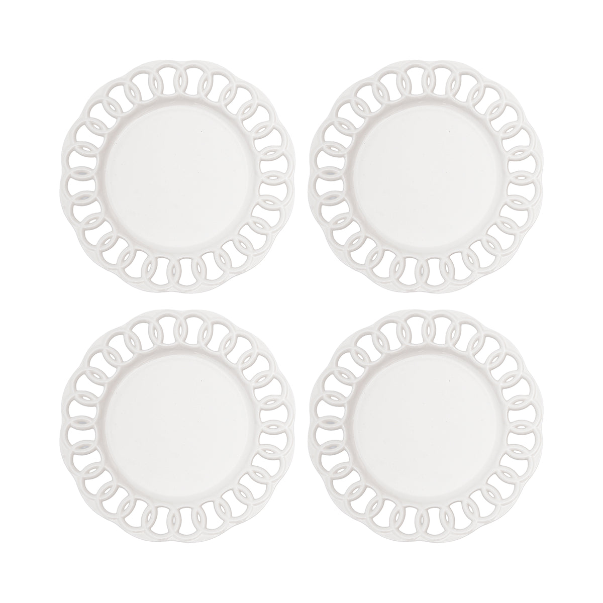 White Ceramic Salad Plates Set for 4