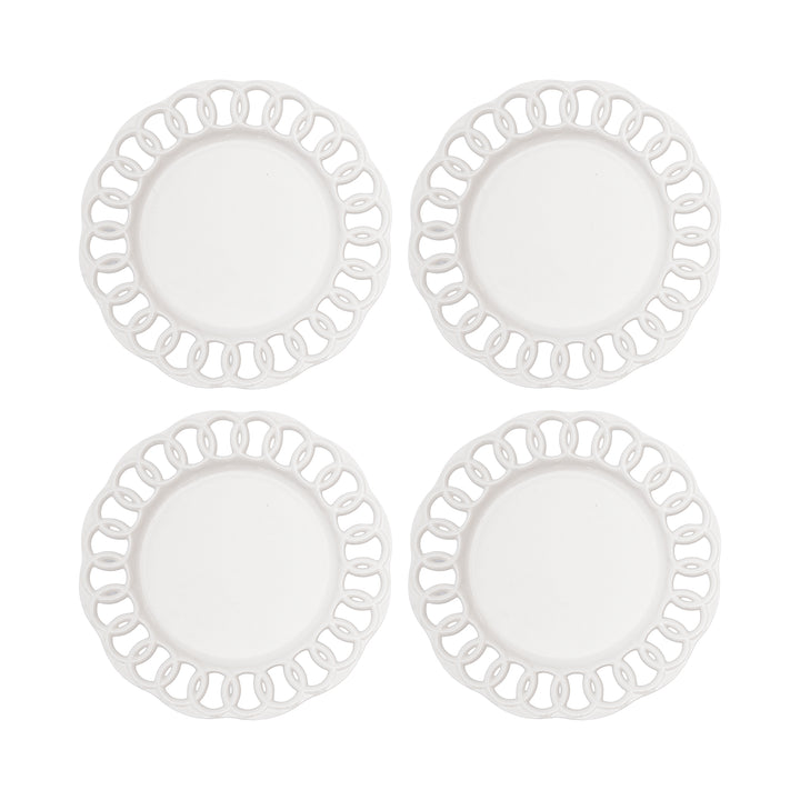 White Ceramic Salad Plates Set for 4