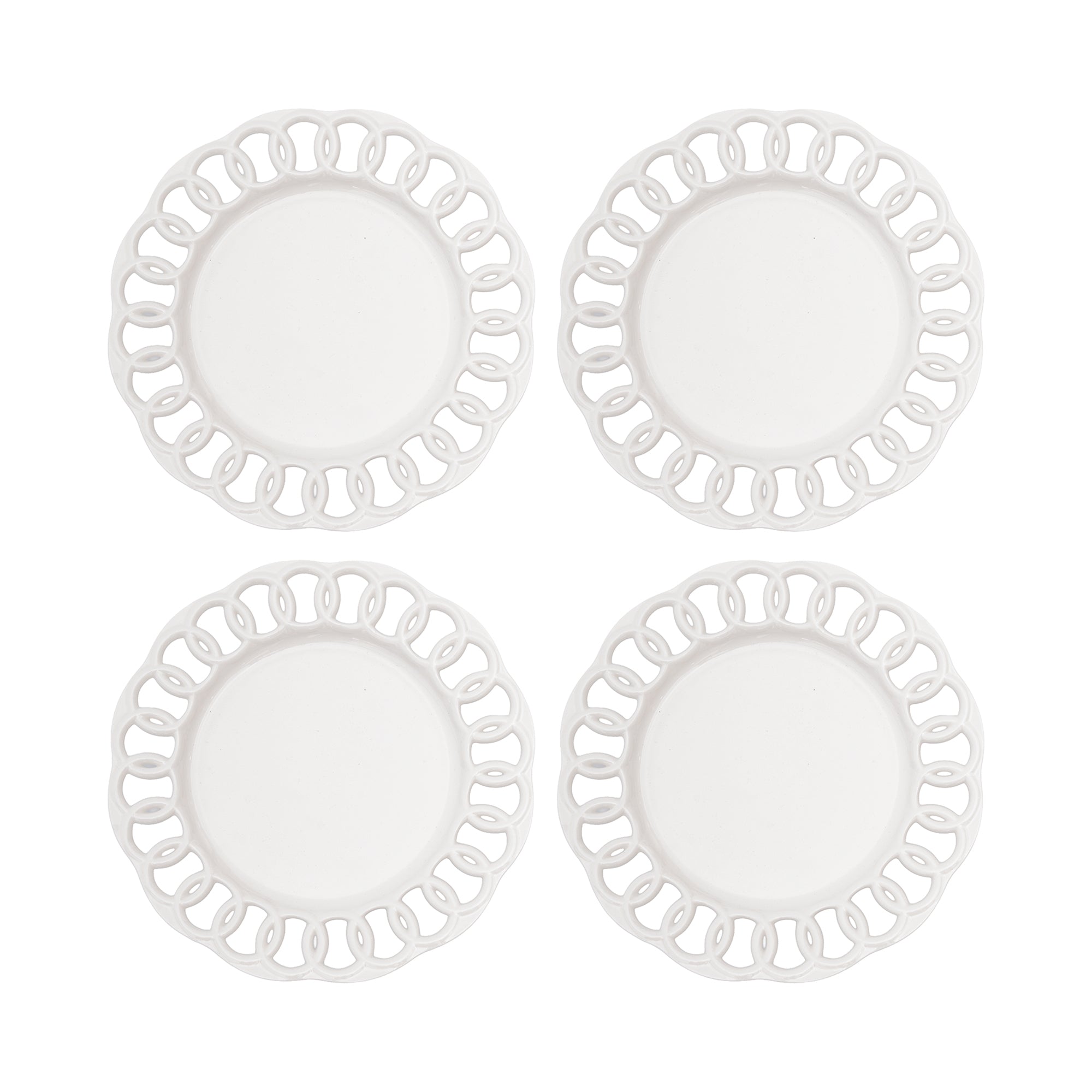 White Ceramic Salad Plates Set of 4