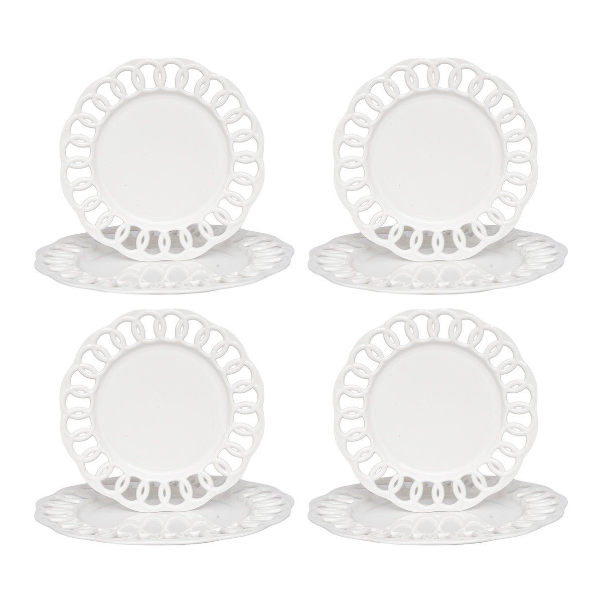 White Dinner and Salad Plates Set for 4