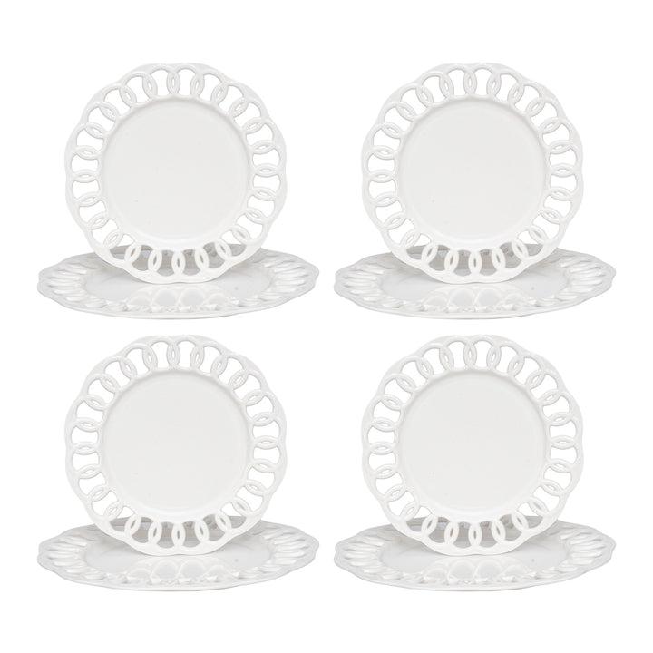 White Dinner and Salad Plates Set for 4