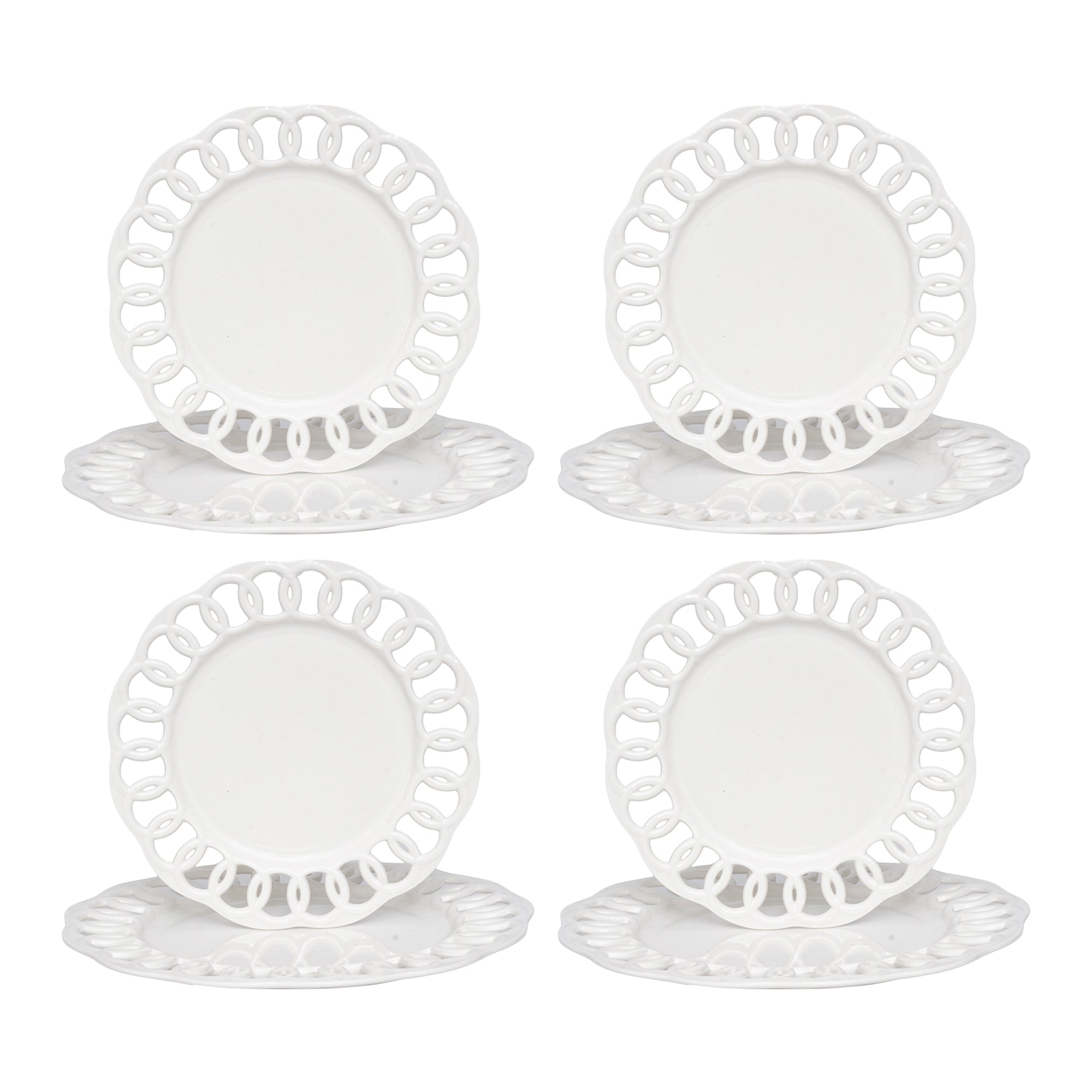 WHITE DINNER AND SALAD PLATES SET OF 8