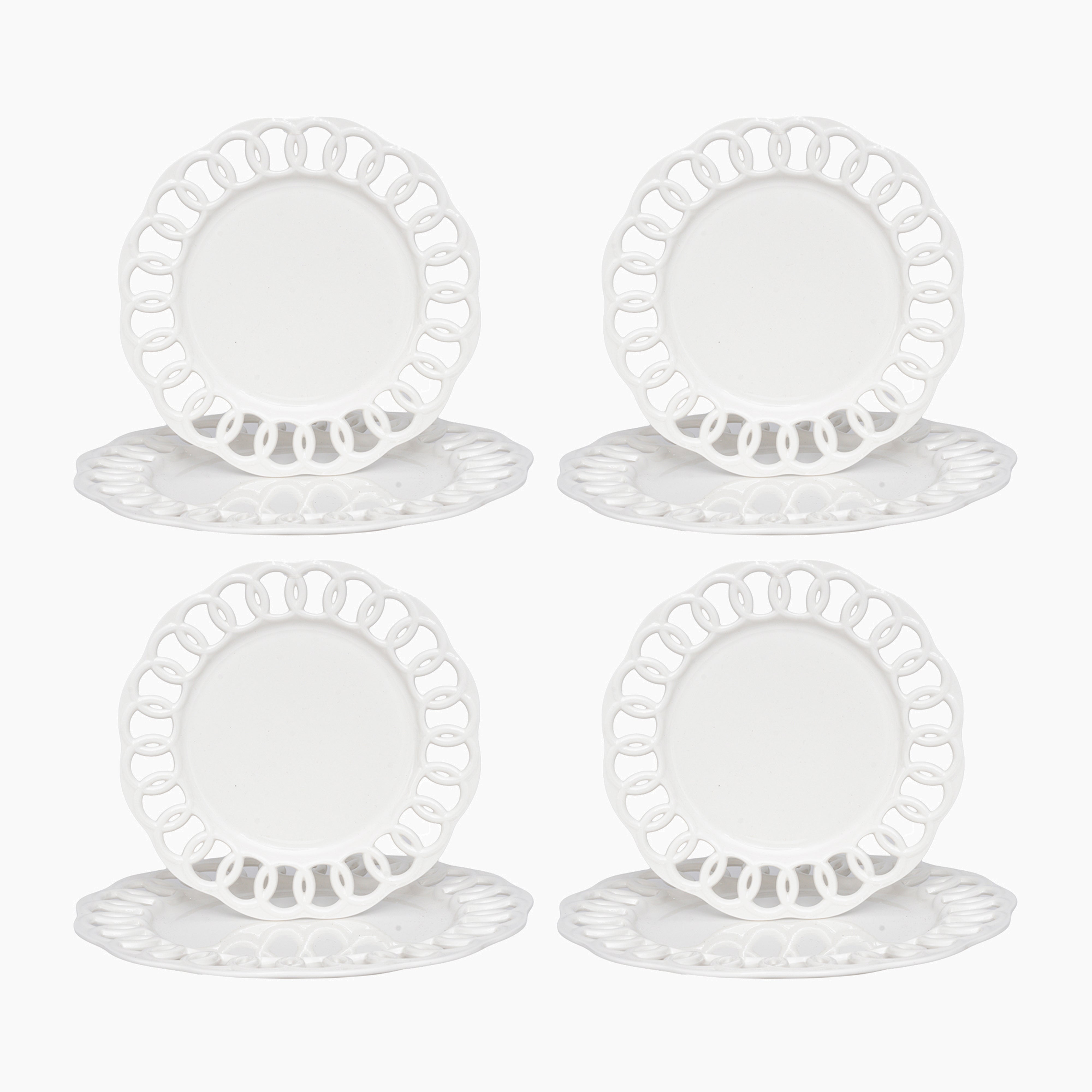White Dinner and Salad Plates Set for 4
