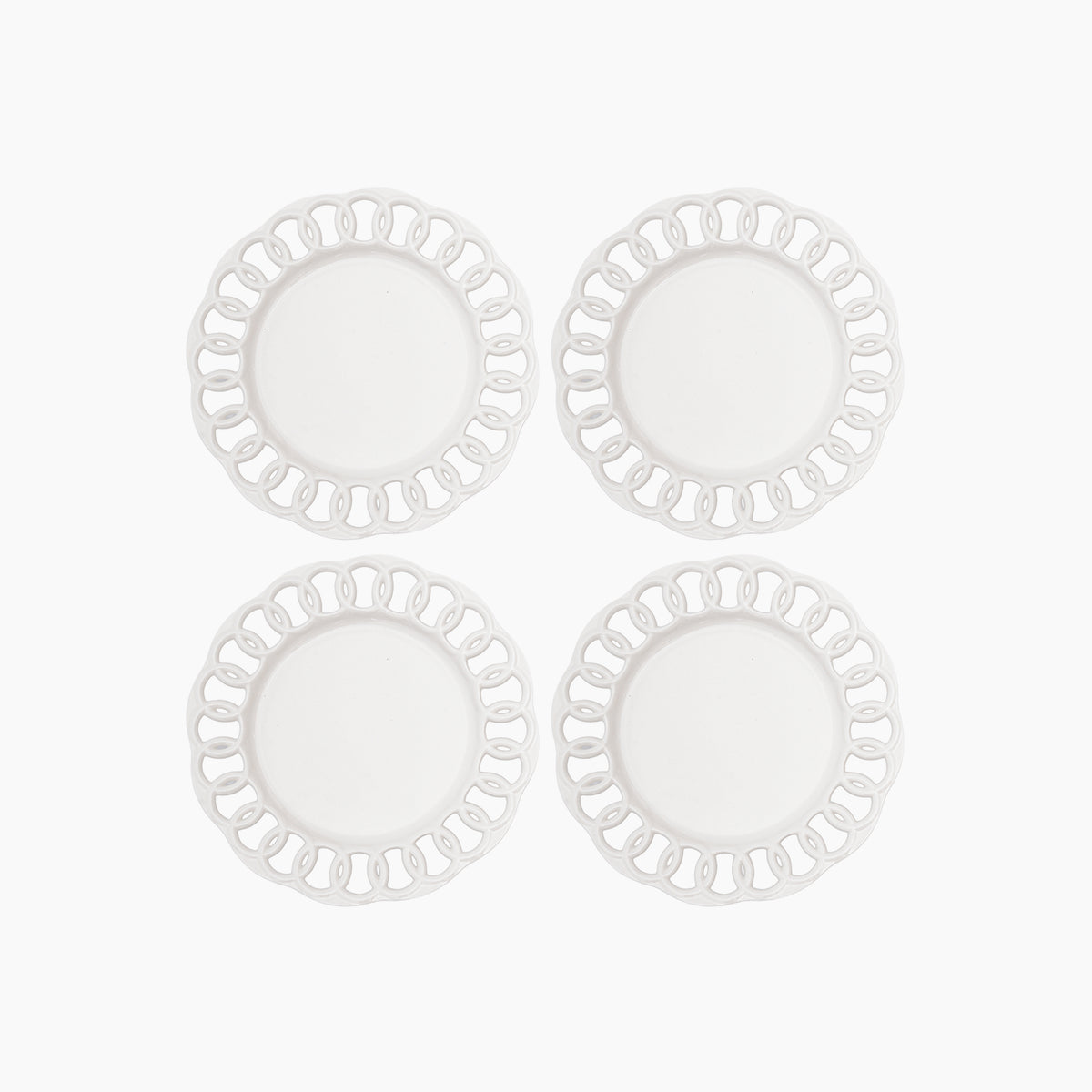 White Ceramic Salad Plates Set for 4