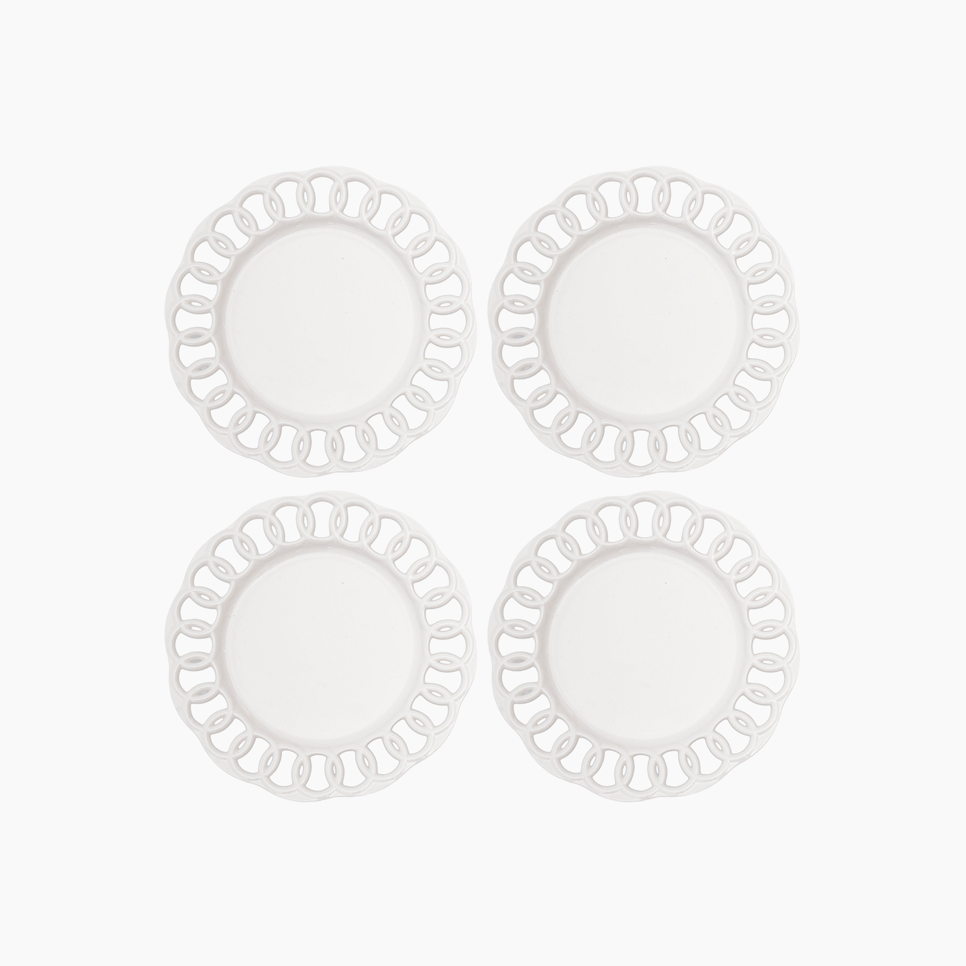 White Ceramic Salad Plates Set of 4