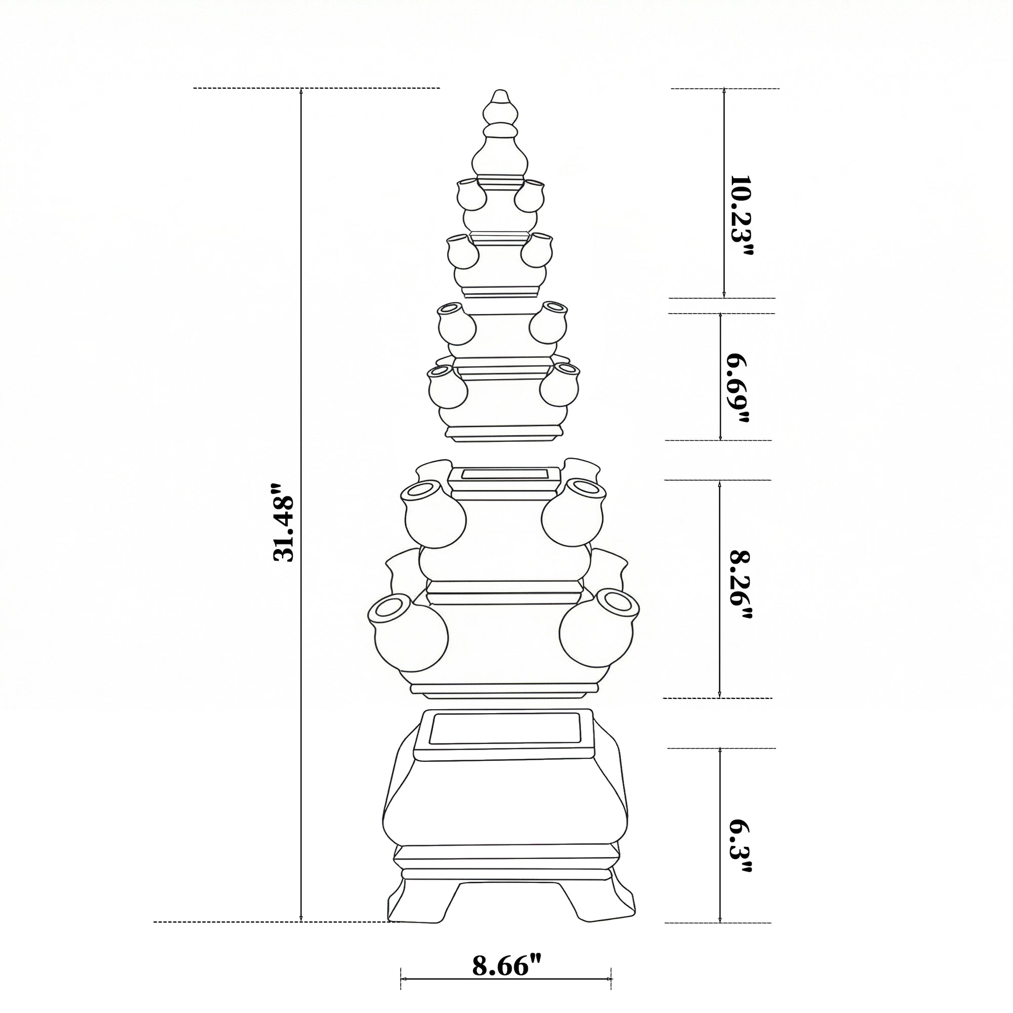 FIVE-LAYER 31.3" Tulip Pyramid Vase in Delft Blue