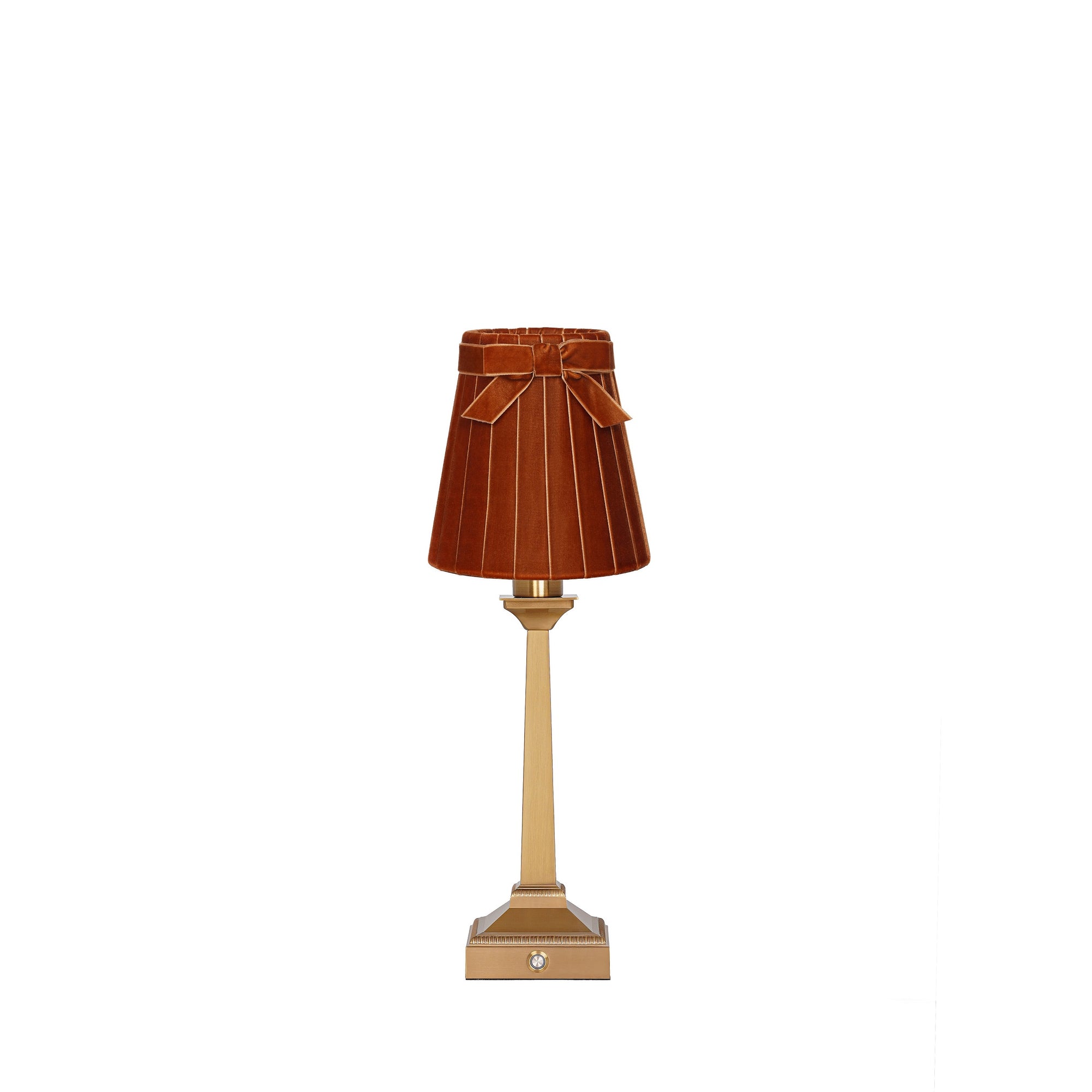 EFFIEL Rechargeable Lamp with 5.5" Burnt Orange Velvet Lampshade