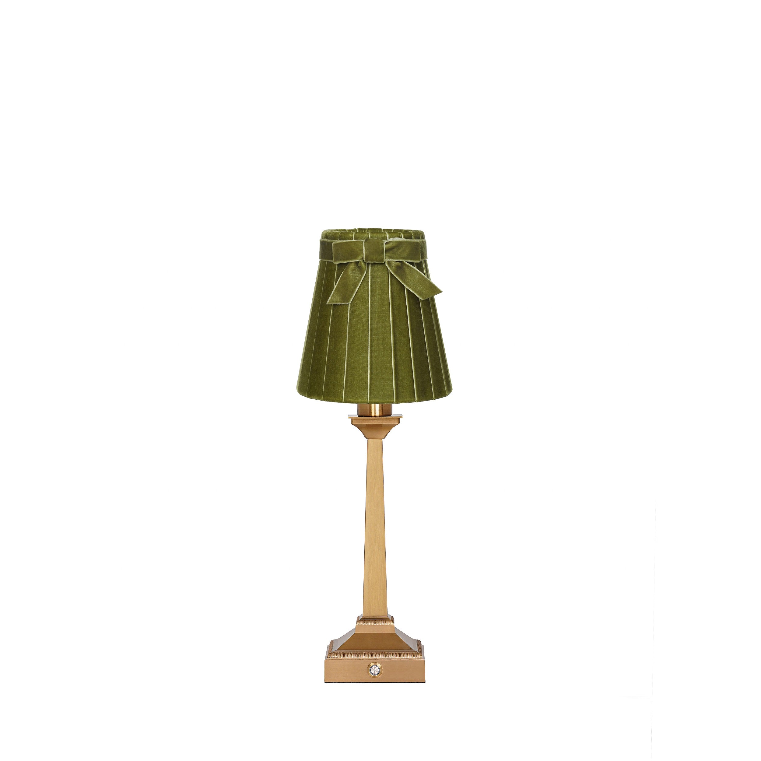 EFFIEL Rechargeable Lamp with 5.5" Olive Green Velvet Lampshade