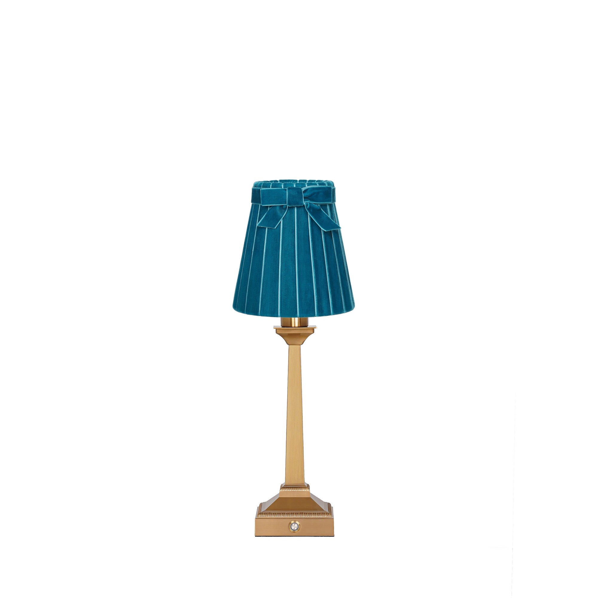 EFFIEL Rechargeable Lamp with 5.5" Teal Velvet Lampshade