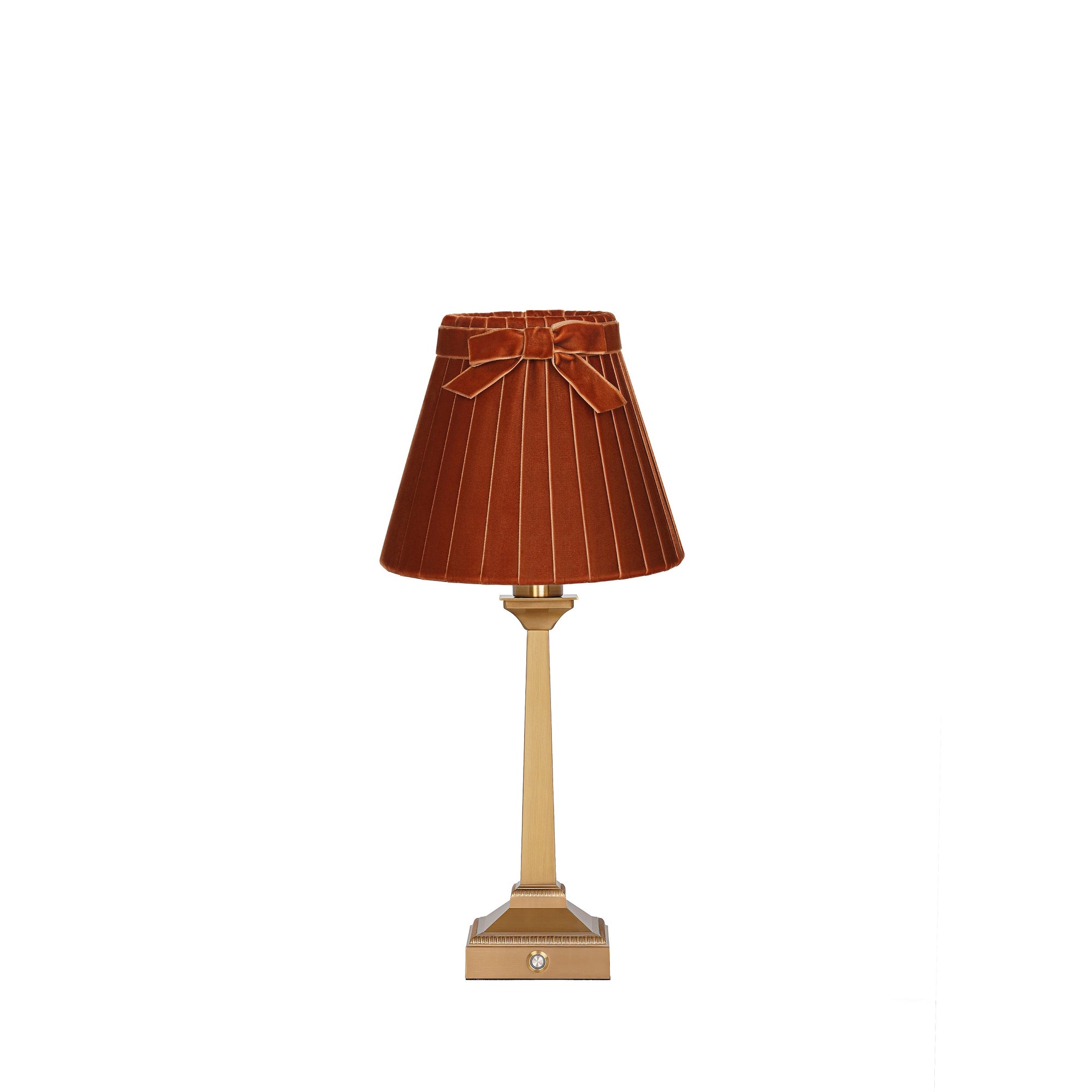 EFFIEL Rechargeable Lamp with 7.1" Burnt Orange Velvet Lampshade