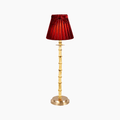 Bamboo rechargeable lamp with velvet lampshade, artisan home decor featuring luxury design and natural materials.