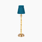 Natural Bamboo Rechargeable Lamp teal shade offering artisan elegance and warmth for stylish home decor.