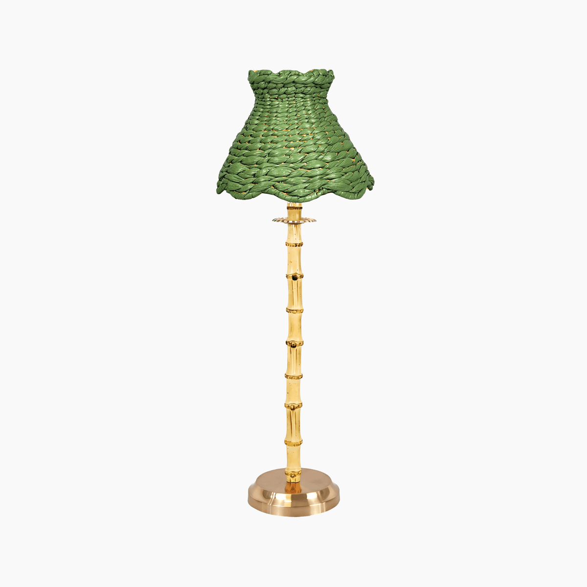 bamboo rechargeable lamp with seagrass shade showcasing handcrafted design and coastal charm