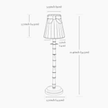 Dimensions of the NATURAL BAMBOO Rechargeable Lamp With Marilyn Velvet Lampshade (5.5") illustrated in detail.