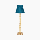Natural bamboo rechargeable lamp teal shade with handcrafted design and elegant ambiance for modern home decor.
