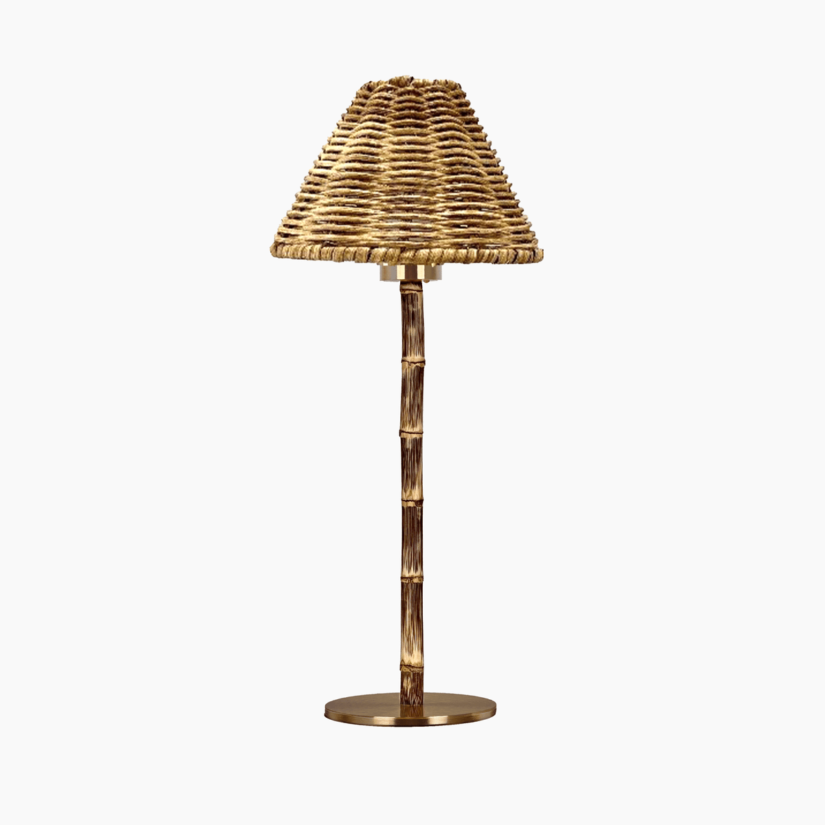 Handcrafted rattan cordless lamp featuring wood tone design, elegant aesthetic, and durable materials for artisan home decor.