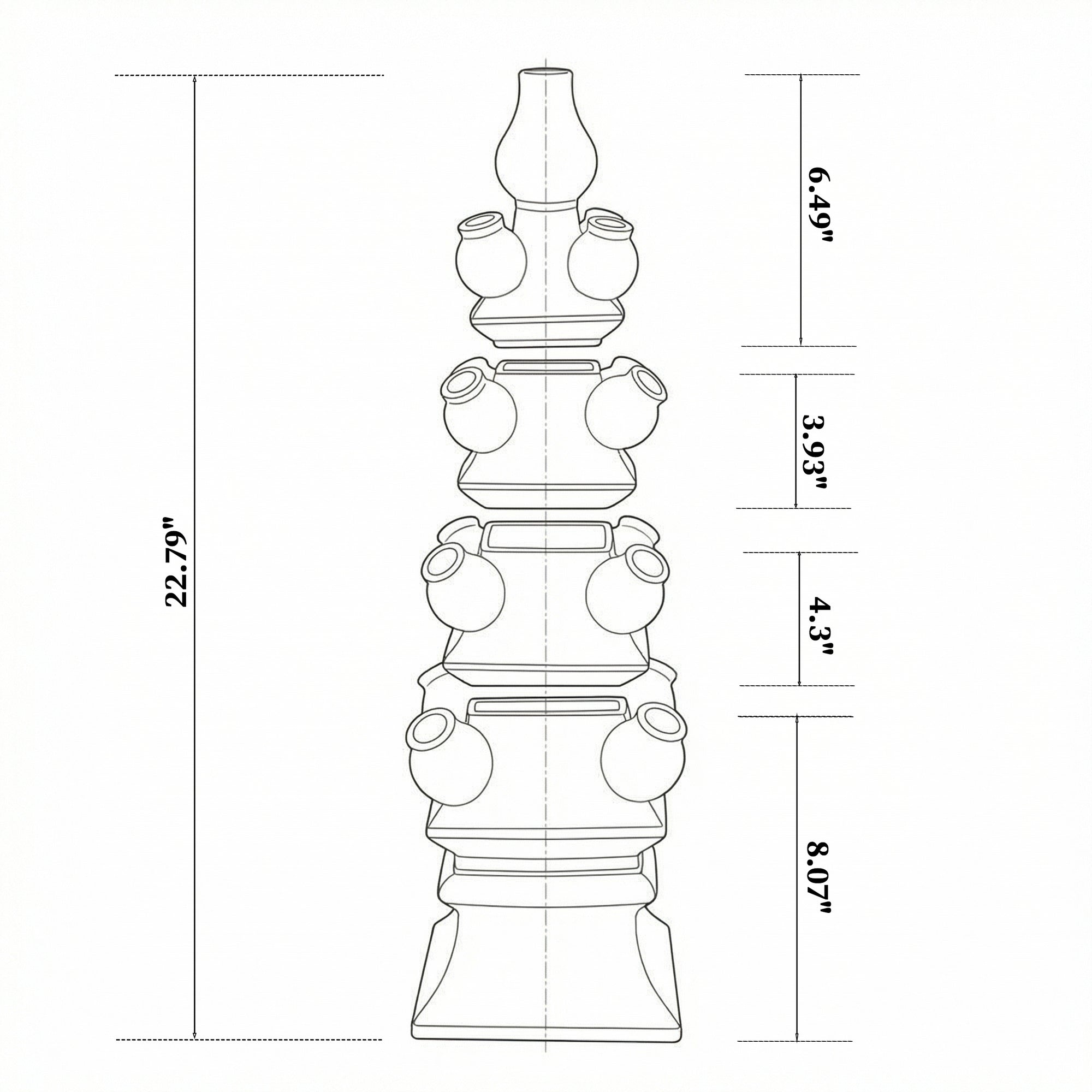 FOUR-LAYER 22.8" Dynasty Angular Tulip Vase in Delft Green