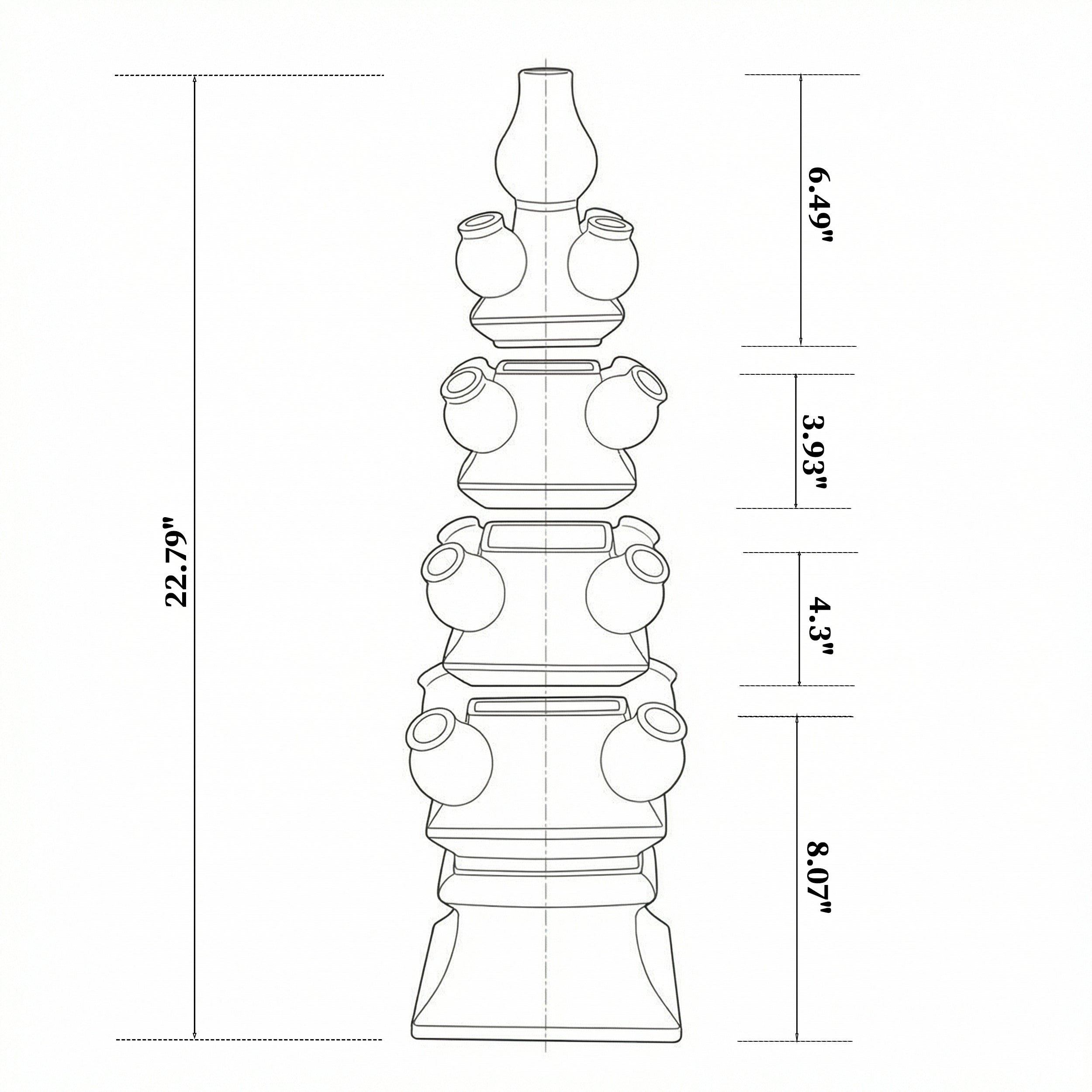 FOUR-LAYER 22.8" Dynasty Angular Tulip Vase in Delft Green