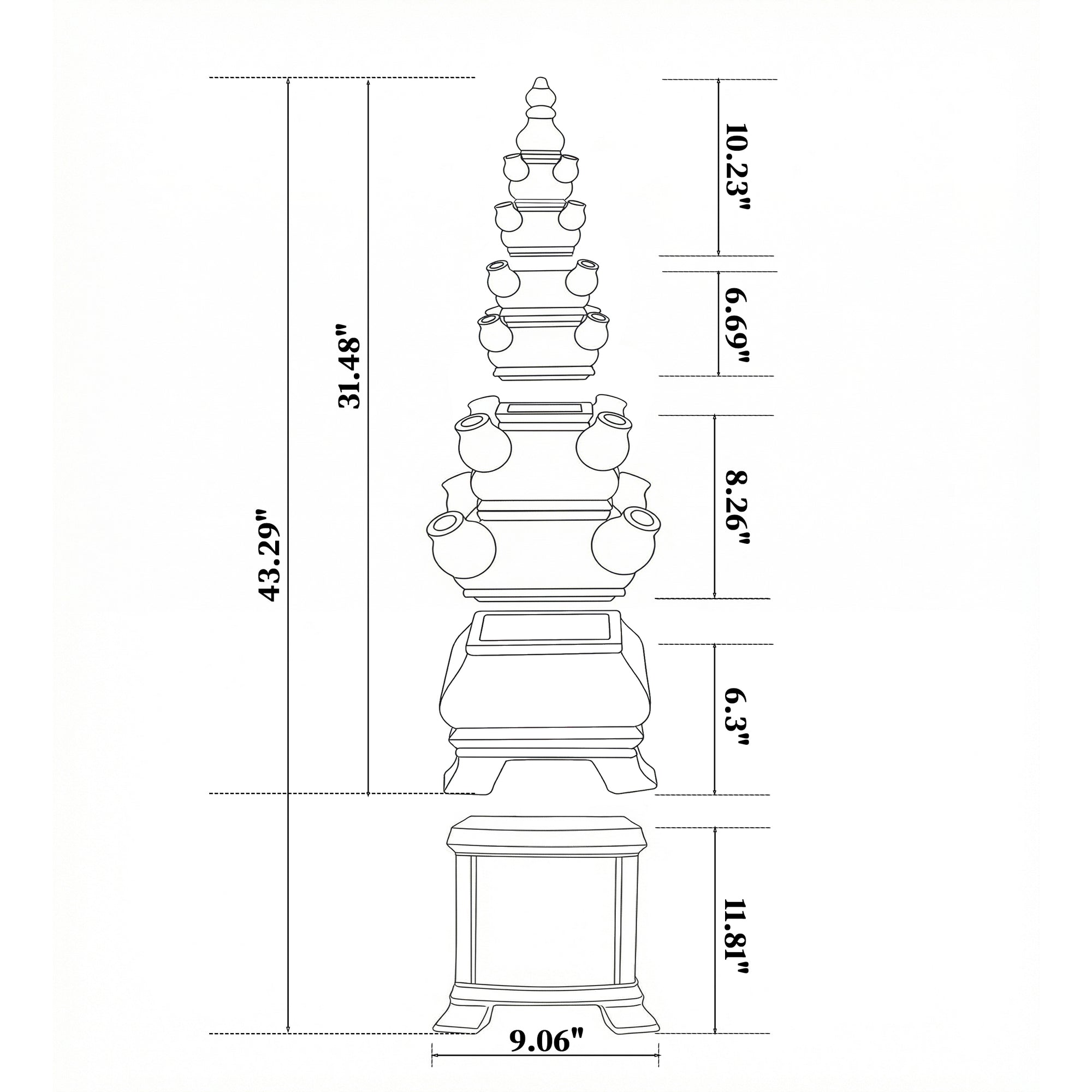 SOVEREIGN Rounded 42.5" Grand Tulipiere Tower in Delft Green