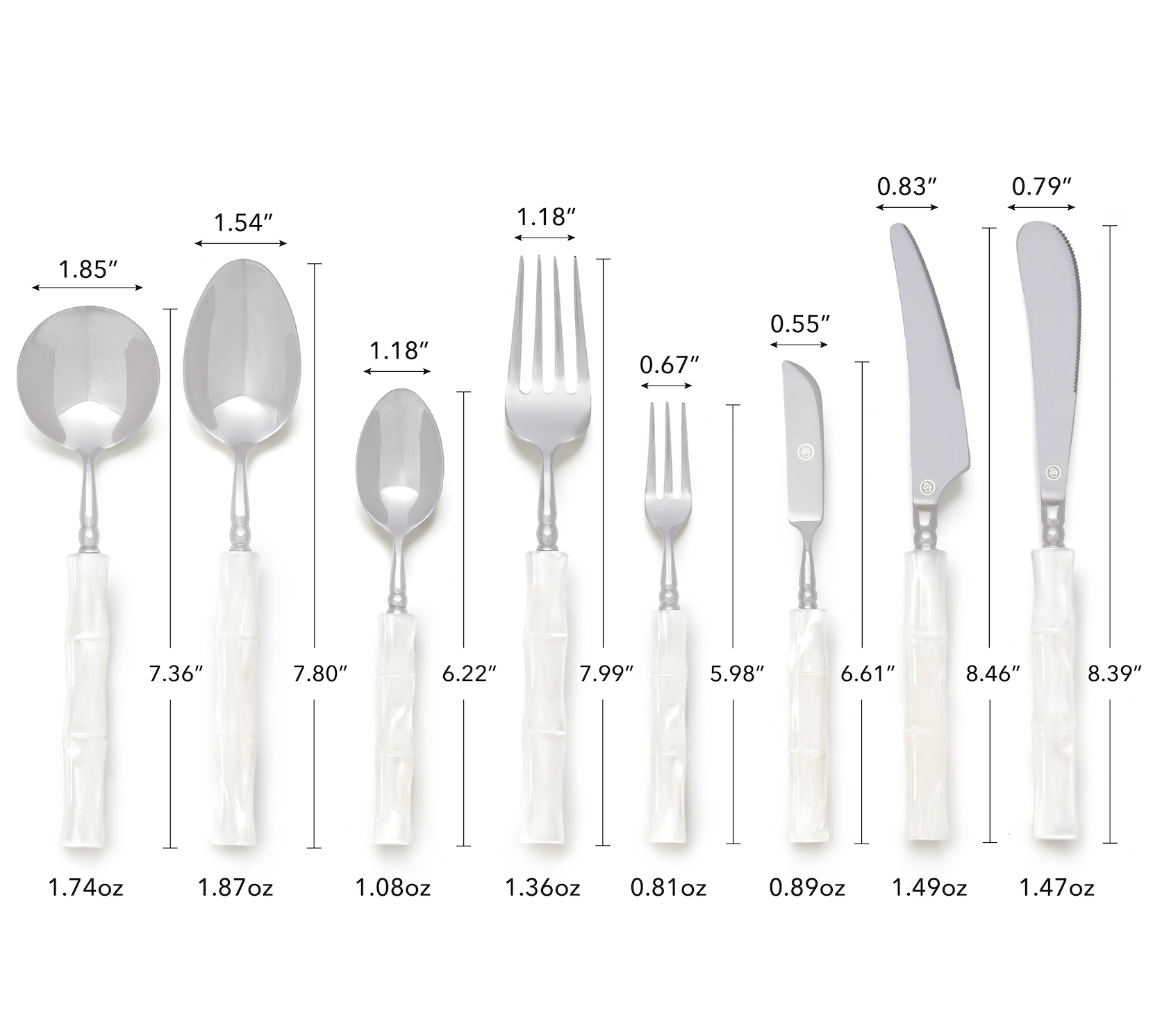 White Marble Flatware Set for 4