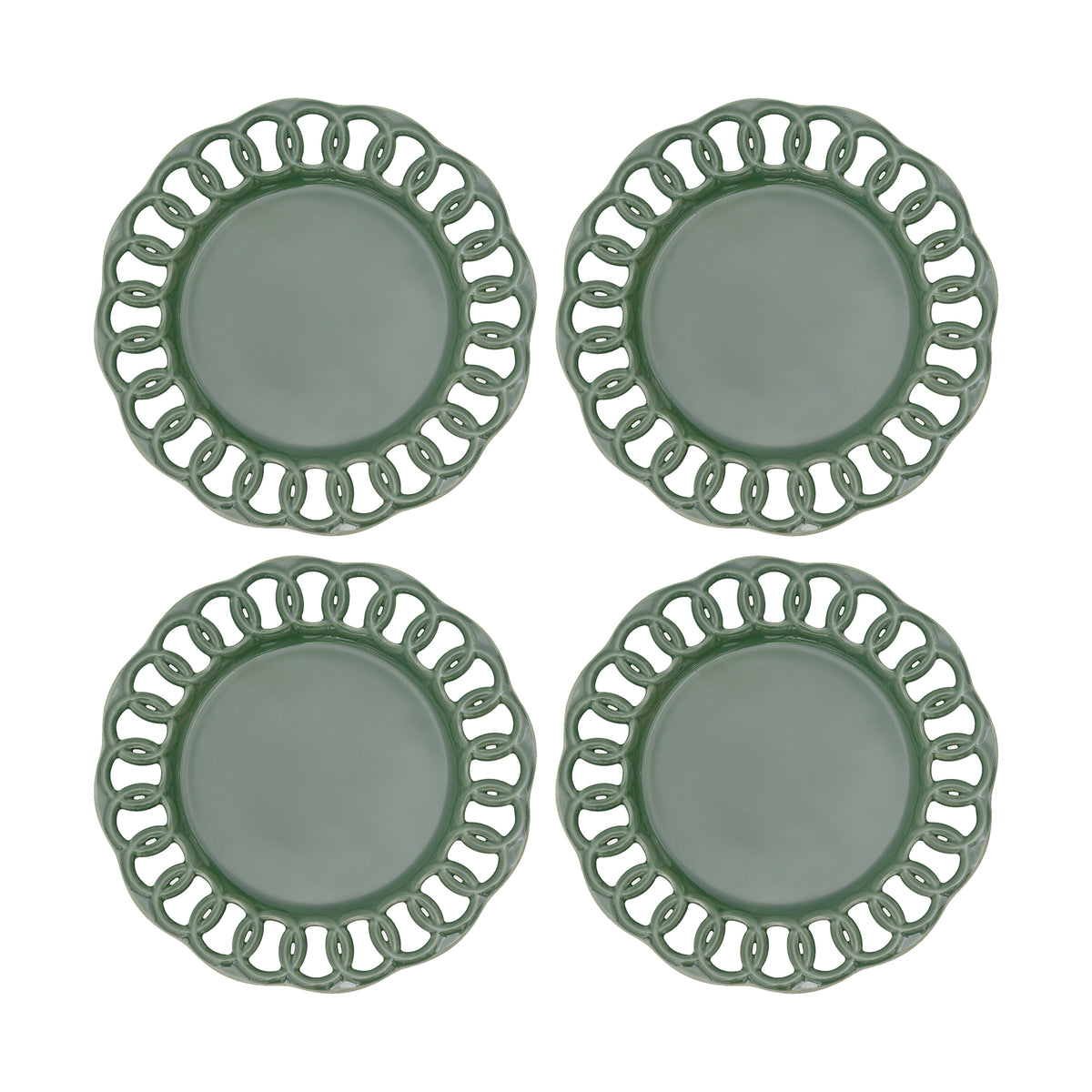 Dark Olive Ceramic Salad Plates Set for 4