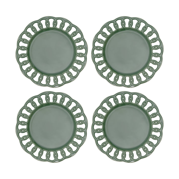 Dark Olive Ceramic Salad Plates Set for 4