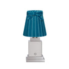 OSCAR Silver Rechargeable Lamp with 5.5" Teal Velvet Lampshade