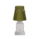 OSCAR Silver Rechargeable Lamp with 5.5" Olive Green Velvet Lampshade